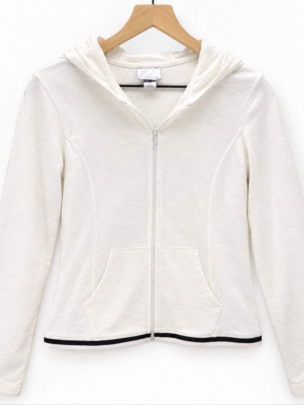 Pro Spirit White Slim Fit Zip Up Hoodie Y2K Style Size‎ M Sporty Minimalist